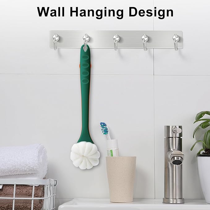 Hotodeal Shower Brush with Bristles and Bath Mesh Sponge
