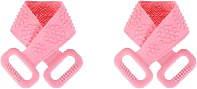 2 Pack Silicone Back Bath,Bath & Body Brush, Back Body Bath Towel,Powerful Stain Removing and exfoliating Back Pulling Strip, Adult Men and Women Back Bath Towel