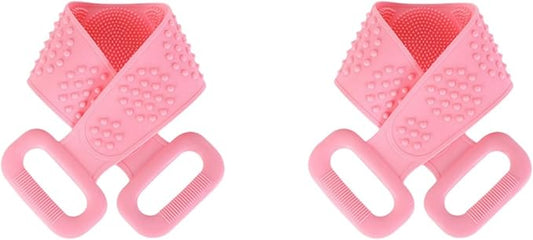 2 Pack Silicone Back Bath,Bath & Body Brush, Back Body Bath Towel,Powerful Stain Removing and exfoliating Back Pulling Strip, Adult Men and Women Back Bath Towel