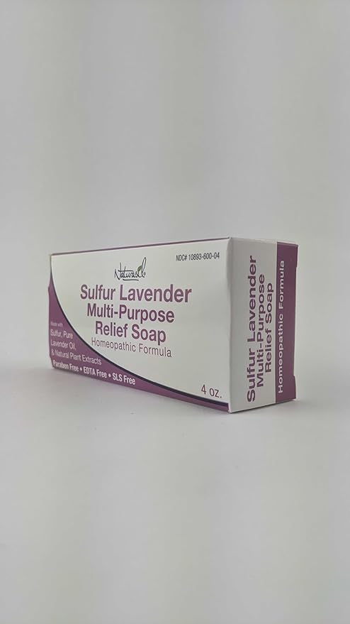 Naturasil 10% Sulfur Lavender Soap Bar Natural Skin Treatment for Acne, Bug Bites, Warts Treatment, Viral Bumps, Nodes & Itching | for Kids & Adults |113 grams