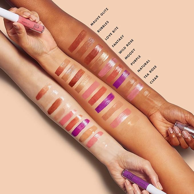 e.l.f. Lip Lacquer, Moisturizing, Shiny, Non-Sticky, Long Lasting, Provides Maximum Color, Fl Oz, Clear, 0.08 oz (Pack of 2)
