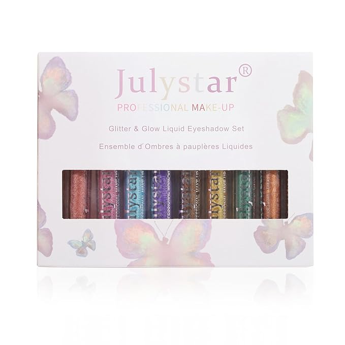 10 Color Glitter Liquid Eyeshadow Set Metallic Shimmer Eye Shadow Sparkling Eyeshadow Gift Set for Women Waterproof Quick Drying