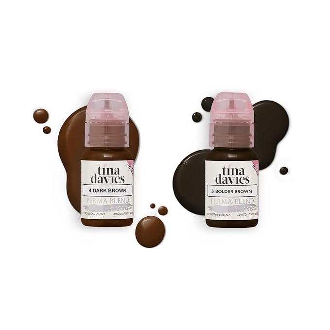 Tina Davies Professional Bolder Brown Brow Pigment Collection - Permanent Eyebrow Makeup - Colours Heal True to Tone - Includes Colour Chart - 8 x 1/2oz bottles