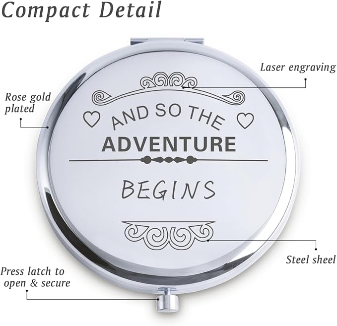Personalized Gifts for Women Girls, Inspirational Compact Mirrors, 2025 Graduation Gifts for Her, Unique Mothers Day Birthday Gifts for Mom Sister Wife Daughter Niece, Friendship Gifts for Friends