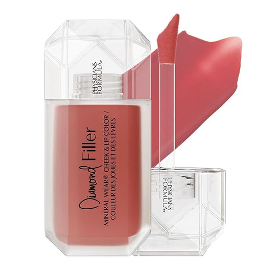 Physicians Formula Mineral Wear®Diamond Filler Cheek & Lip Color, Serum-to-Cream Multi-Use Liquid Blush Formula, Plumps & Smooths for Fuller Looking Cheeks & Lips, Monochromatic Look - Radiant Pink