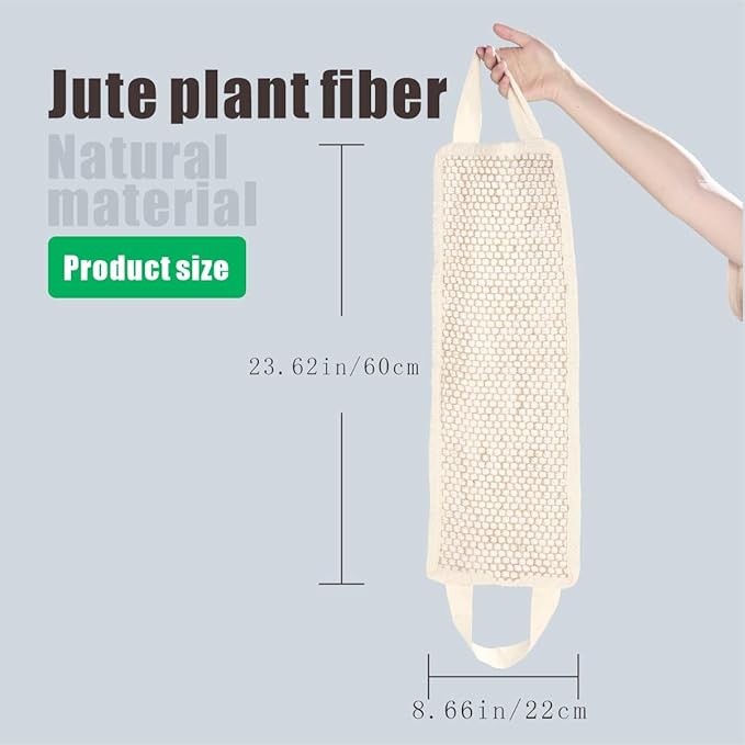 Natural Exfoliating Washcloth Towel, Cotton Line Net Sponge Exfoliate Body Scrub Sponge Bath Wash Cloth, Jute Shower Rags for Body Loofah Back Crubber for Shower for Men