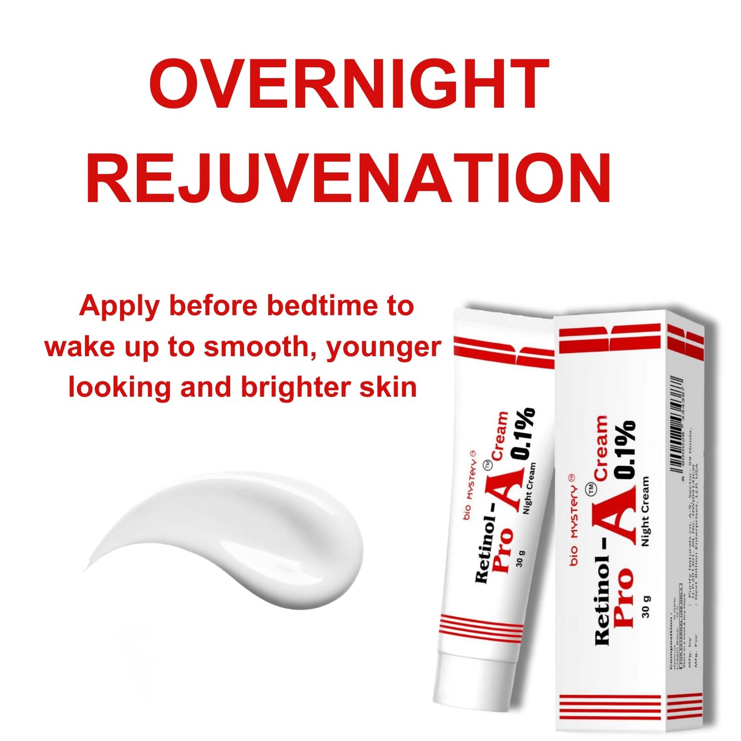 Bio Mystery Retinol Pro Night Cream 0.1 (30 Gram / 1.0 Oz) for Beginners Pro Night Cream, Face Moisturizer for Wrinkle Reduction, Non-Greasy Formula for Daily Use 1.0 Oz