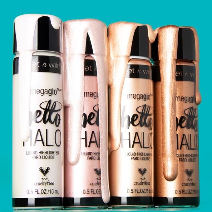 wet n wild MegaGlo Hello Halo Liquid Highlighter Makeup, Shimmer, Glow Halographic (Pack of 2)