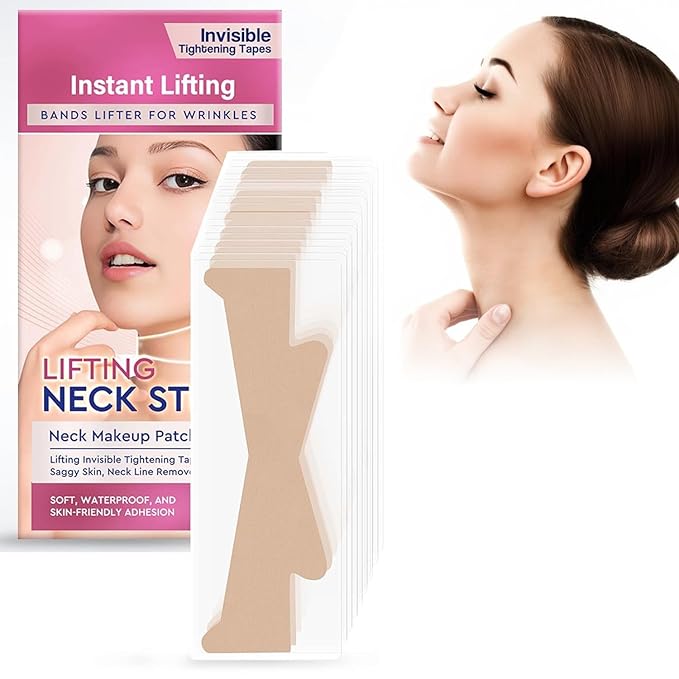 Neck Wrinkle Patches, High Elastic Anti Wrinkle Patches for Lifting Loose Skin, Improve Neck Fine Lines & Wrinkles, Pink