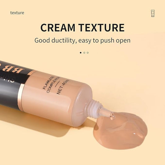 LAMUSELAND BB Cream Foundation, Full Coverage Hydrating Oil-Free Tinted Moisturizer Cream, Color Correcting Long-lasting BB Cream for All Skin Tones (Lvory Fair, M)