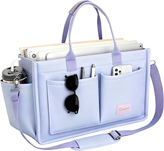 Canvas Tote Bag for Women With Pockets, Laptop Work Crossbody Purses Everything Shoulder Tote Bag Everyday Satchel Handbags