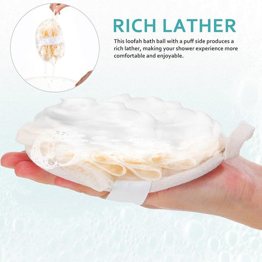 2pcs Loofah Sponge, Exfoliating Body Scrubber, Double-Sided Natural Loofah Pads, Gentle Cleansing and Rich Lather, Travel-Friendly Shower Loofah for Men and Women