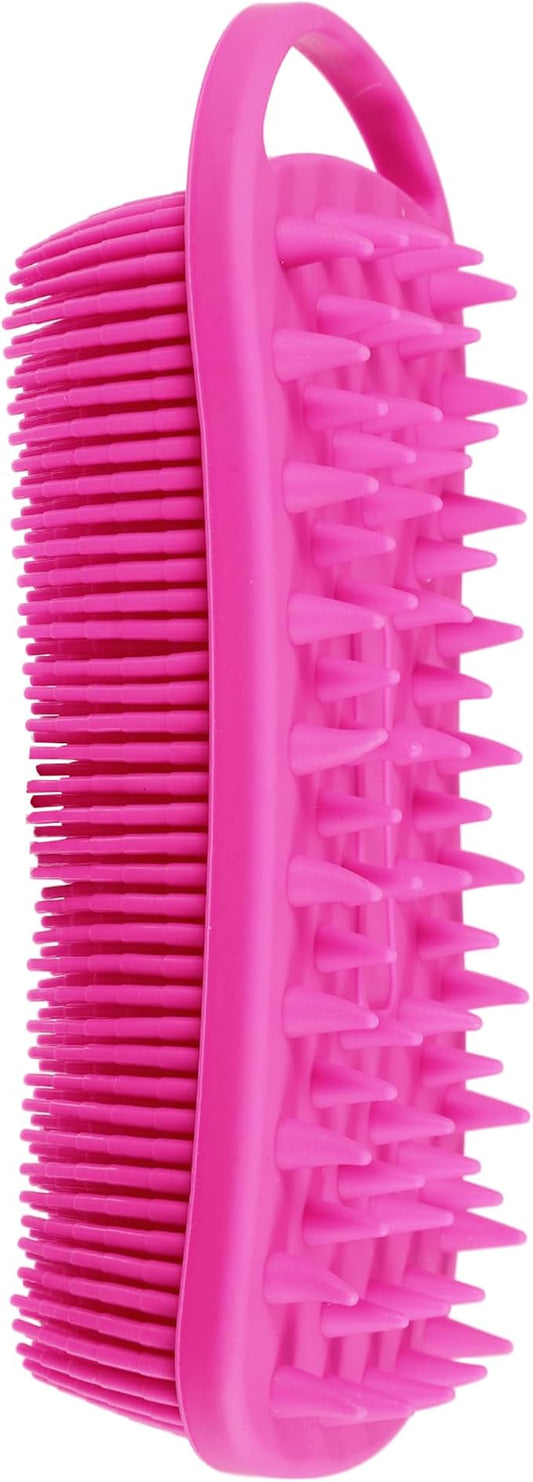 VOCOSTE Silicone Body Scrubber, 2 in 1 Body Brush Hair Scalp Massager, Body Scrubbers for Use in Shower, Exfoliating Body Scrubber for All Skin Type, Rose Red