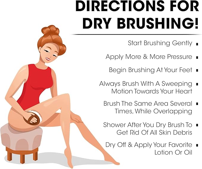 OPAZ Dry Body Brush 2 Pack – Natural Boar Bristles Exfoliating Brushing for Lymphatic Drainage, Cellulite, Acne Wooden Scrub with Strap for Bath, Shower & Self-Care