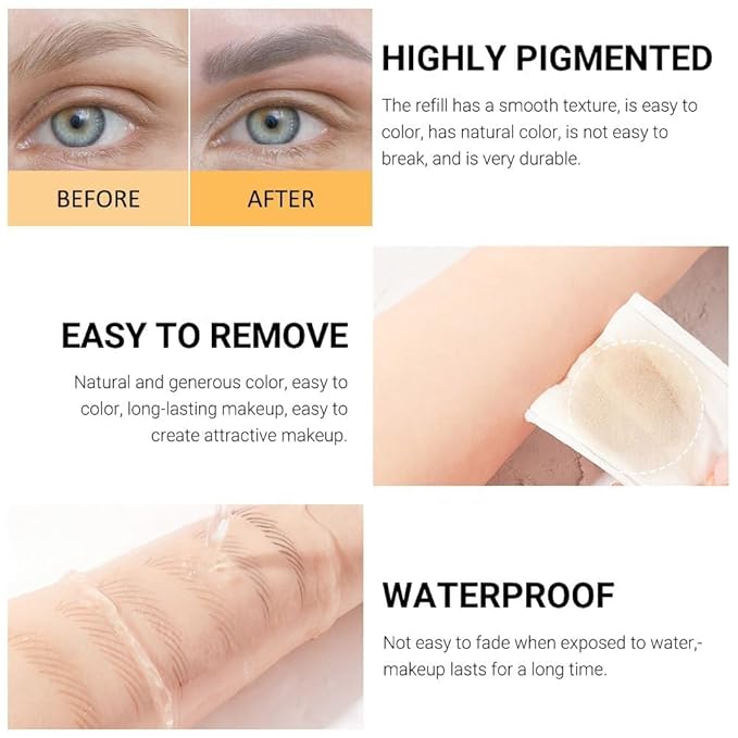 6Pcs Brow Pencil Set with Pencil Sharpener – Wooden Hard-Core Eyebrow Pencils, Perfect for Eye Brows and Eyeliner, Waterproof & Sweat-Proof for Beginner makeup (Dark Brown, Pack of 6)