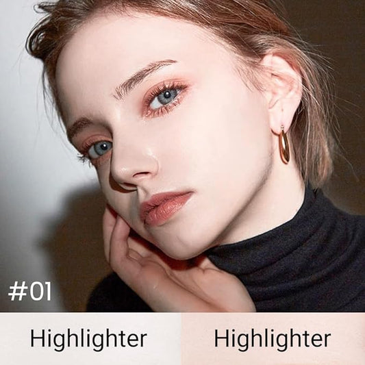 3 IN 1 Brown Nude Face Highlight Bronzer Powder Palette for Face Cheeks Contour Brightening, Buildable Matte Coverage Natural Makeup,Ultra Sculpt Nose Shadow Eyeshadow Primer-Pink