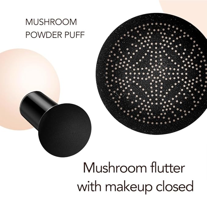 Mushroom Head Air Cushion CC Cream Foundation, Moisturizing Concealer BB Cream Nude Long Lasting Matte CC Cream Makeup Liquid Foundation (2pcs Ivory)