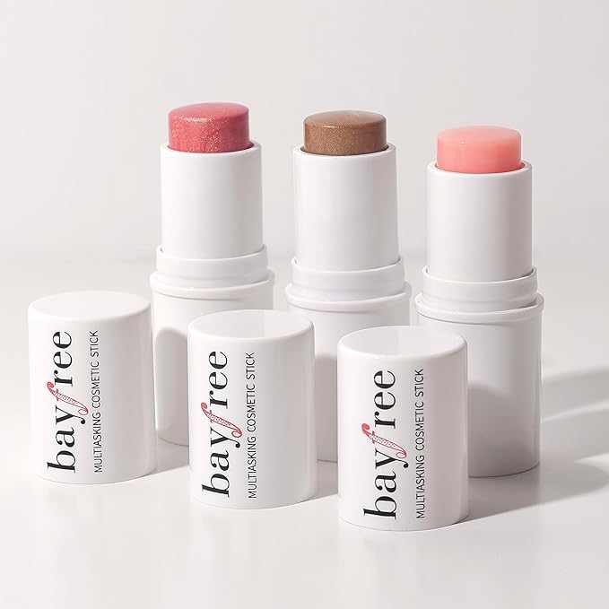 3 PCS Makeup Cream Contour Stick Set, Highlighter Stick & Bronzer Stick & Blush Stick, Long Lasting, Natural Face Contour, Dewy & Matte Finish, Multi Stick Trio for All Skin