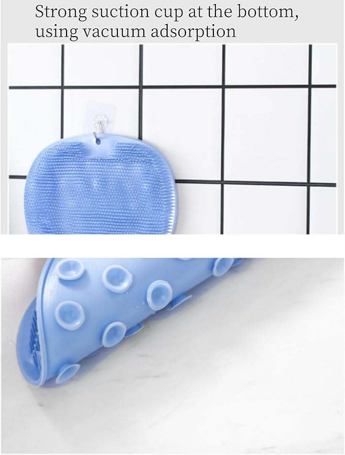 2 Pack Bath & Body Brush,Silicone Scrub Pad,Cleaning Brush for Back of Feet,Exfoliating Bath Mat,Wall Mounted Non Slip Suction disc,Suitable for Both Male and Female Cleaners