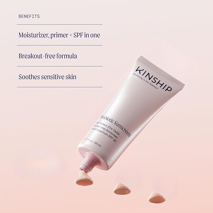 Kinship Zinc Oxide Mineral Facial Sunscreen Self Reflect SPF 32 for Sensitive Skin - Vegan - Clean & Reef Safe Sunblock for Face & Body (1.75 oz)