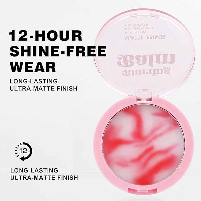 Blurring Balm Powder, Setting Translucent Foundation Primers, Oil Control Concealer Pressed Cream Waterproof Sweatproof Making Long Lasting Makeup Primer (#05 Red, 0.16 oz)
