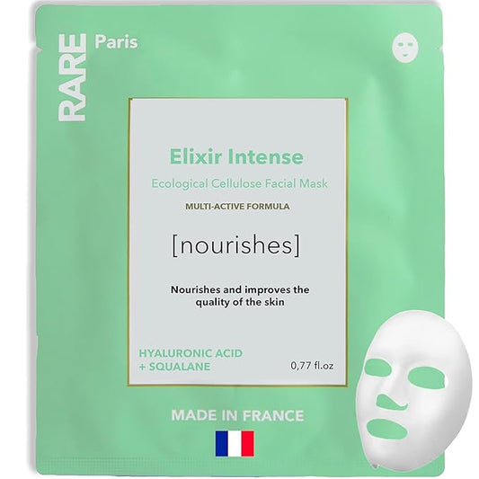 Élixir Intense - Nourishing Facial Sheet Mask - Hydrating & Brightening - With Hyaluronic Acid & Squalene - Nourishing, Firming & Revitalizing - Multi-Active Serum Formula - 1 Pack