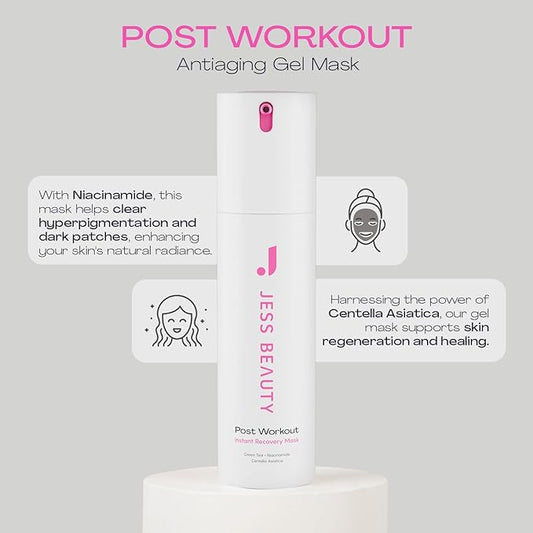JESS BEAUTY | Face Moisturizer Gel Mask Post Workout with Niacinamide & Centella Asiatica | Skin Care Revitalizing 1.7 fl oz