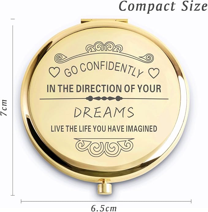 Personalized Gifts for Women Girls, Inspirational Compact Mirrors, 2025 Graduation Gifts for Her, Unique Mothers Day Birthday Gifts for Mom Sister Wife Daughter Niece, Friendship Gifts for Friends