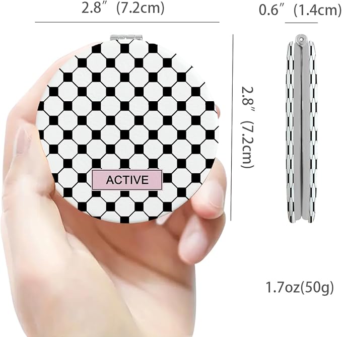 Cheap Small Compact Mirror, Round 2.8” Metal Frame PU ClothLines Style Double Sided Mini Magnifying 1X/3X Mirror for Purse Compact Travel Mirror (ClothLines03)