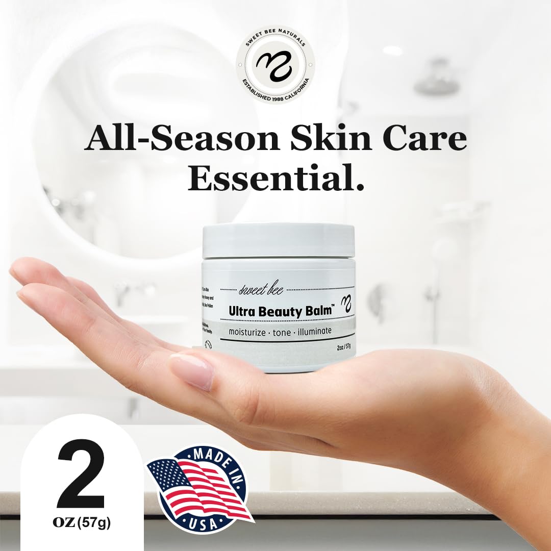 Sweet Bee Naturals Ultra Beauty Balm β Certified Organic Moisturizer Face Cream, Hydrating, Anti-Aging, Soothing, Firming, & Nourishing Facial Moisturizer, Face Lotion with Honey & Beeswax 2 oz