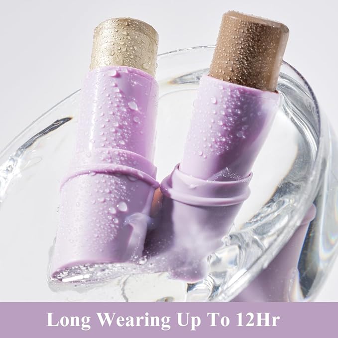 2Pcs Makeup Stick With Highlighter & Bronzer Moisturizer Illuminator For Face Brightens Hydrates And Contouring Pen Moisture Eyes Lips Cheeks #T Medium