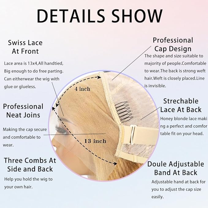 FABA Blonde Lace Front Wigs Human Hair 24 Inch 13x4 HD Lace Honey Blonde Body Wave Lace Front Wigs for Women #27 180% Density Lace Front Human Hair Wig Pre Plucked with Baby Hair Natural Hairline