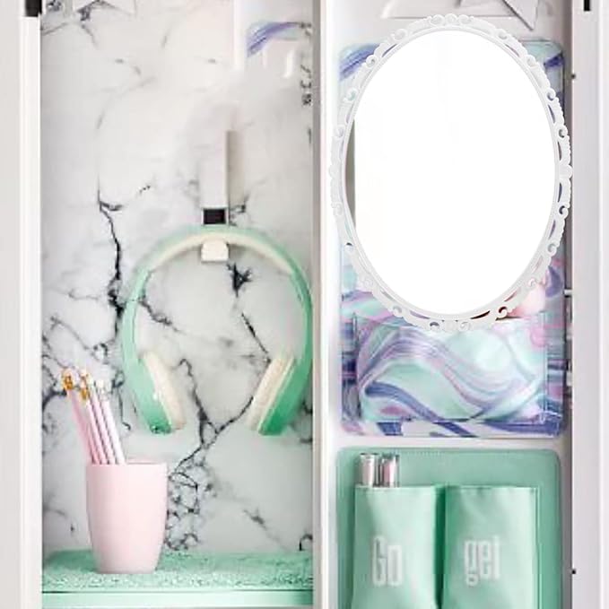 Magnetic Locker Mirror, 5"x7"Real Glass Small Mirrors for Locker with Magnetic Backing, for School Locker, Bathroom, Household Refrigerator, Locker Accessory, Workshop Toolbox or Office Cabinet(Black)