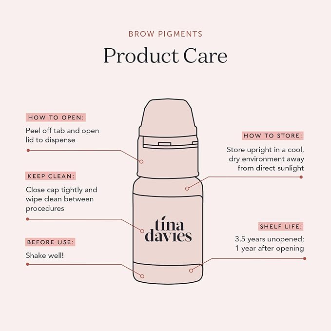 Tina Davies Professional Bolder Brown Brow Pigment Collection - Permanent Eyebrow Makeup - Colours Heal True to Tone - Includes Colour Chart - 8 x 1/2oz bottles