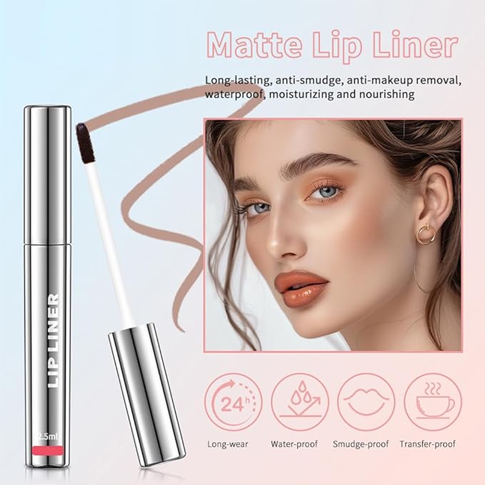 2PC Pipe-off lip liner stain,Nude Matte Tint,Non-Fading, Full Coverage,light brown/dark brown/burgundy long-lasting,line tattoo high-color Tint,Smudge-Proof,Waterproof(#3 Brown+#4 Cool Cocoa)