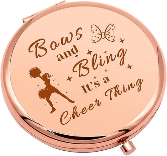 Cheerleading Gift Cheer Gifts for Girls Sister Compact Makeup Mirror for Cheer Friend Cheerleader Gifts for Team Cheer Coach Appreciation Gifts Folding Makeup Mirror Birthday Retirement Gifts