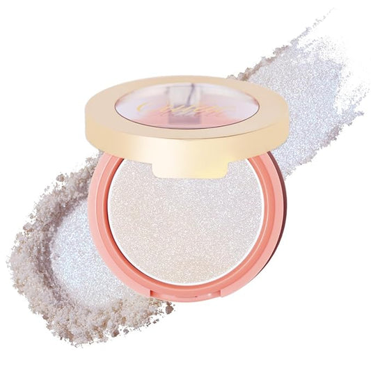 Oulac Holo Highlighter Blush Eyeshadow 2in 1| Intense Subtle Shimmery Blush Creamy Texture| Highlighting Eye Topper| Holographic Color Inner Corner Eye| 4.8g F14 Blue Moon