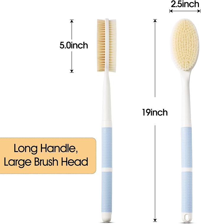 19'' Body Brush with Detachable Brush Head & 17''Back Scrubber for Shower