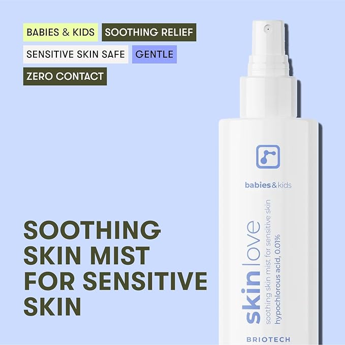Briotech Baby Skin Love Spray | Gentle Hypochlorous Acid Mist for Soothing, Calming & Cleansing Delicate Skin | Pediatrician-Approved, Hypoallergenic & Added Fragrance-Free | 4 oz (2 Pack)