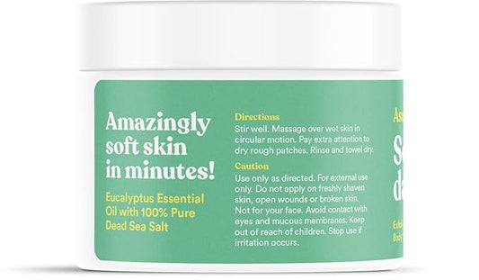 ASUTRA Dead Sea Salt Essential Oil Body Scrub Exfoliator (Invigorating Eucalyptus), 16 oz - Ultra Hydrating, Gentle, & Moisturizing - Coconut, Eucalyptus, and Marjoram Oils