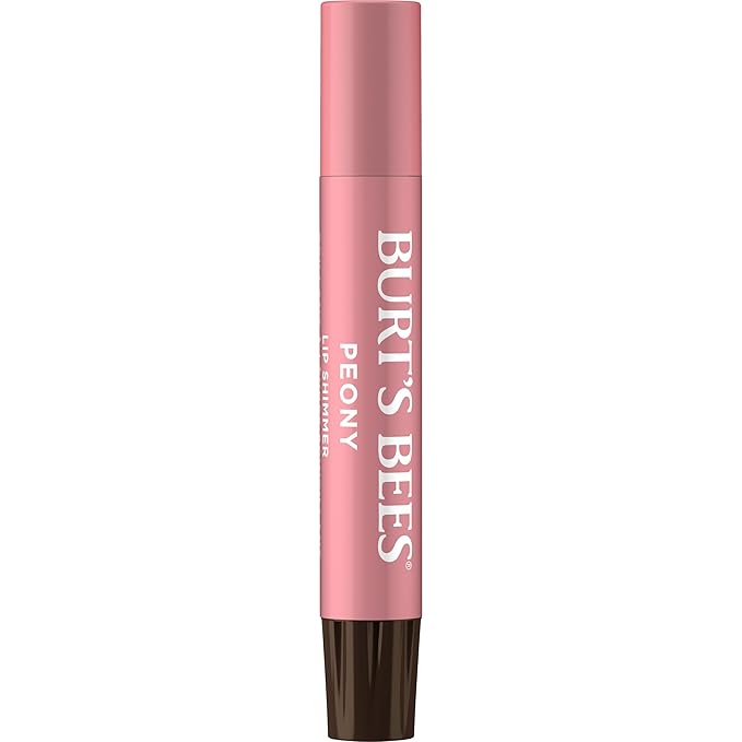 Burt's Bees Shimmer Lip Tint Set, Tinted Lip Balm Stick, Moisturizing for All Day Hydration with Natural Origin Glowy Pigmented Finish & Buildable Color, Peony (4-Pack)