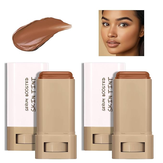 2Pcs Foundation Stick Beauty Balm Serum Boosted Skin Tint, Solid Tinted Moisturizing Serum Contour Stick Foundation Face, Beauty Balm Boosted Tint for Women (#3)