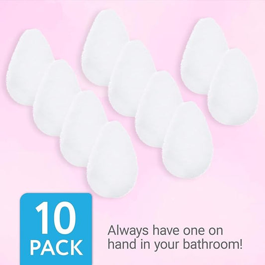IMPRESA 10 Pack Facial Sponge for Daily Deep Cleansing - Regular Buff Style Exfoliating Pads for Removing Dead Skin, Dirt & Makeup - Normal to Oily - Made in The USA - Reusable Puf - White