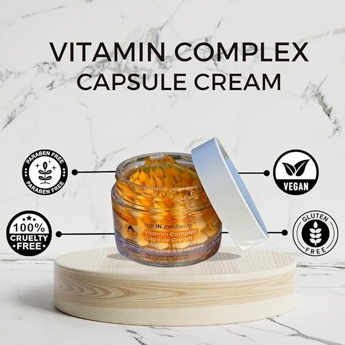 masque BAR My Ingredients Hydrating Face Moisturizer Capsule Creams with Shea Butter, Niacinamide, Vitamin Complex- Instant Dry Skin Hydration, Improves Skin Texture- Anti-Aging Face Cream- 50ml