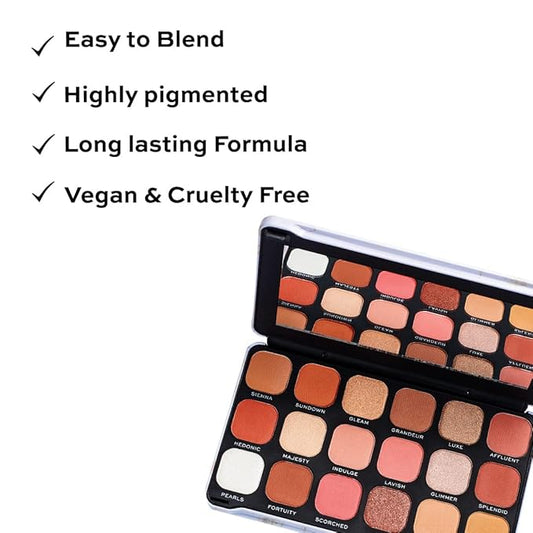 Makeup Revolution Forever Flawless Decadent, Eyeshadow Palette, Create Long-Lasting Eye Makeup Looks, Vegan & Cruelty-Free, 20g