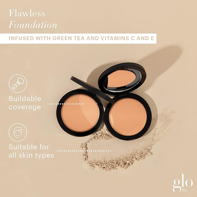 Glo Skin Beauty Pressed Base Powder Foundation Makeup (Tawny Fair) - Flawless Coverage for a Radiant Natural, Second-Skin Finish