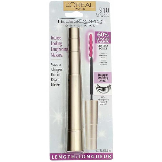 LβOreal Paris Telescopic Original Mascara, 910 Blackest Black (Pack of 2)