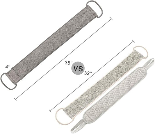 Loofah Back Scrubber for Shower for Men/Women, Natural Soft Flax Back Scrub Washer, Extra Long Back Exfoliator Cleaner for Shower Acne, Dual-Sided Bath Exfoliating Scrubber, Deep Clean&Invigorate Skin