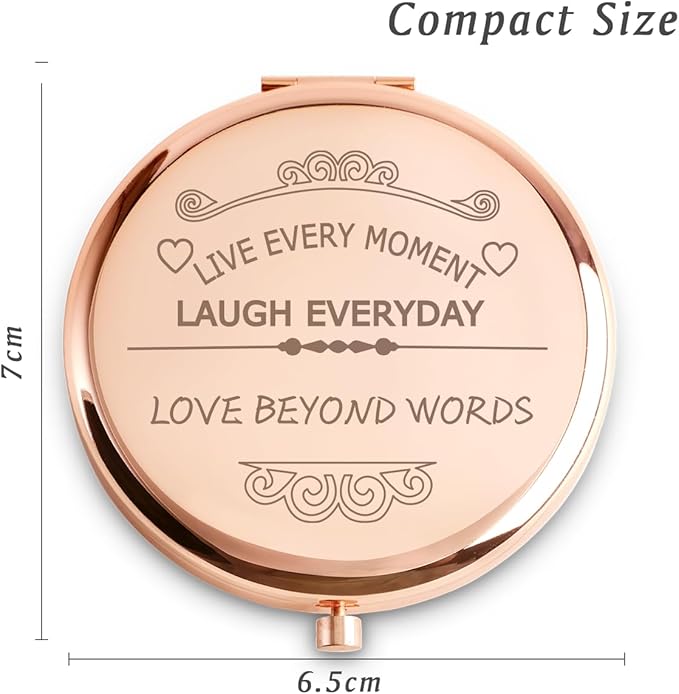 Personalized Gifts for Women Girls, Inspirational Compact Mirrors, 2025 Graduation Gifts for Her, Unique Mothers Day Birthday Gifts for Mom Sister Wife Daughter Niece, Friendship Gifts for Friends
