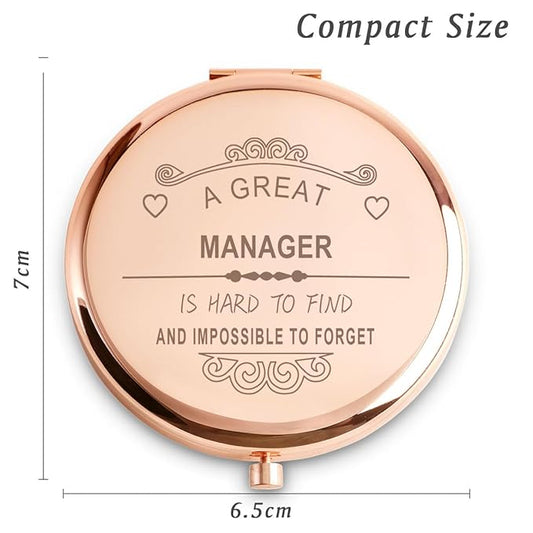 Manager Gifts for Women, Appreciation Gifts for Manager, Personalized Compact Mirror for Retirement Leaving Going Away Farewell Goodbye